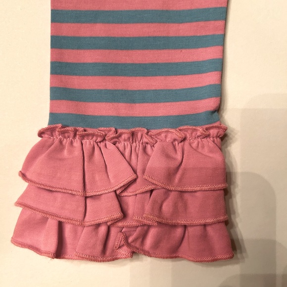 Matilda Jane NWT Girls Size 10 Blue and Pink Stripe Leggings with Ruffle - Picture 4 of 9